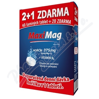 MaxiMag Magnez+B6 musujące tabl.2+1 GRATIS 3x20 tbl.