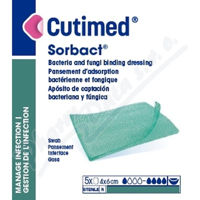 Cutimed Sorbact 4x6cm antimikrob.krytí přířez 5ks