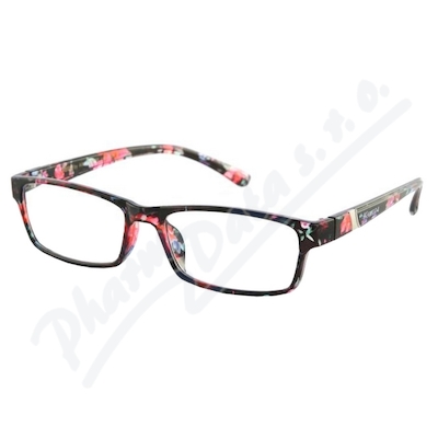 Brýle čtecí +3.50 černo-květinové