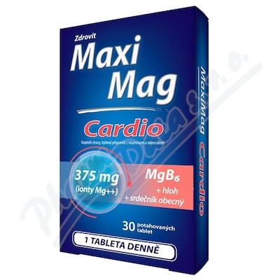 MaxiMag Cardio 375mg Mg+B6+głóg+serdecznik 30 tabletek