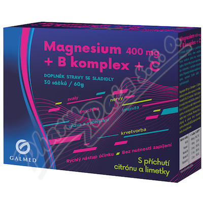 Magnesium 400 mg + B komplex + C 30 saszetek Galmed