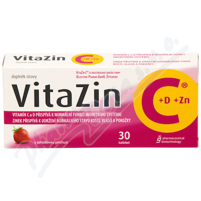 VitaZin C+D+Zn jahodová příchuť tbl.30