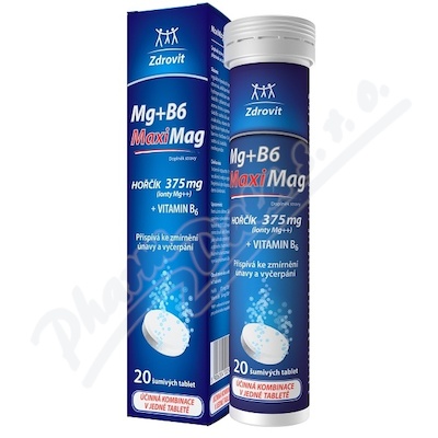 MaxiMag Magnez 375mg+B6 20 musujących tabl.