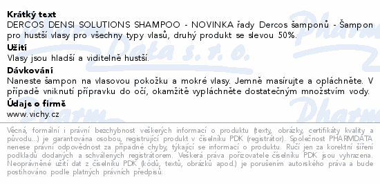 VICHY DERCOS Densi solutions shampoo 2x250 ml 2018